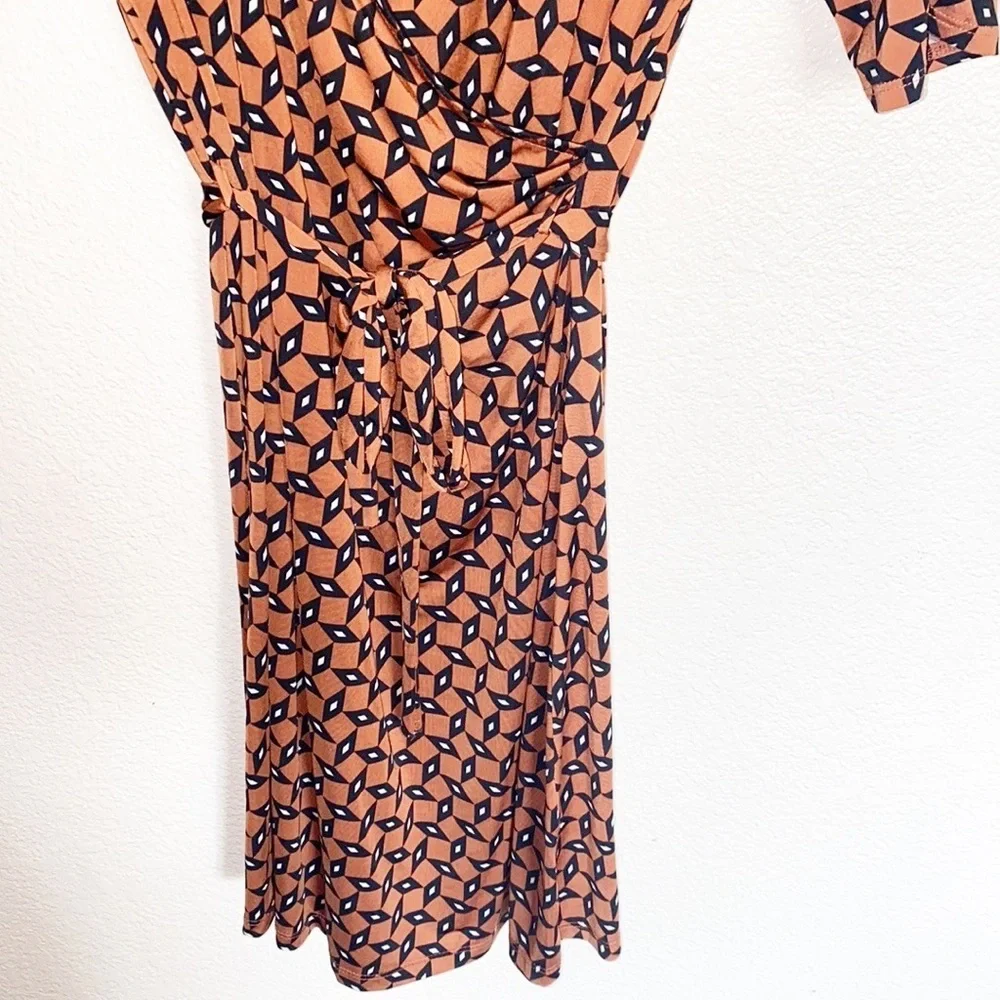 Gilli Faux Wrap Tie Waist Orange Midi Dress - Picture 3 of 10